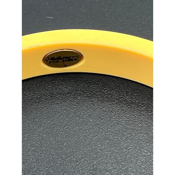 Lulu Frost For J. crew Yellow Acrylic Pave Rhinestones Crest Bangle Bracelet - Picture 5 of 9